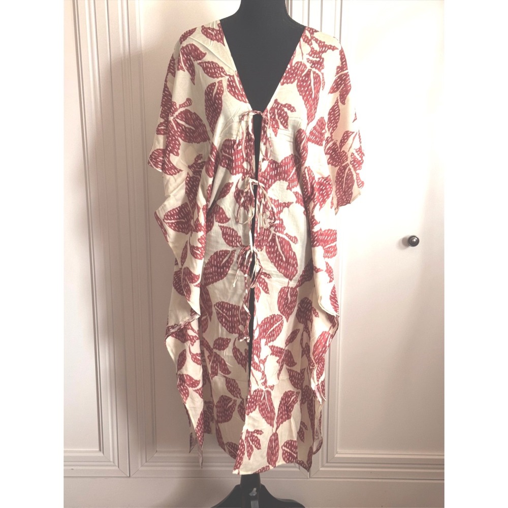 Anthropologie Red Celandine Kaftan Kimono One Size - Picture 3 of 9